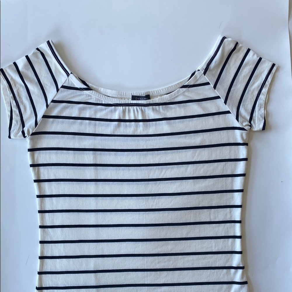 Striped White and Black Top